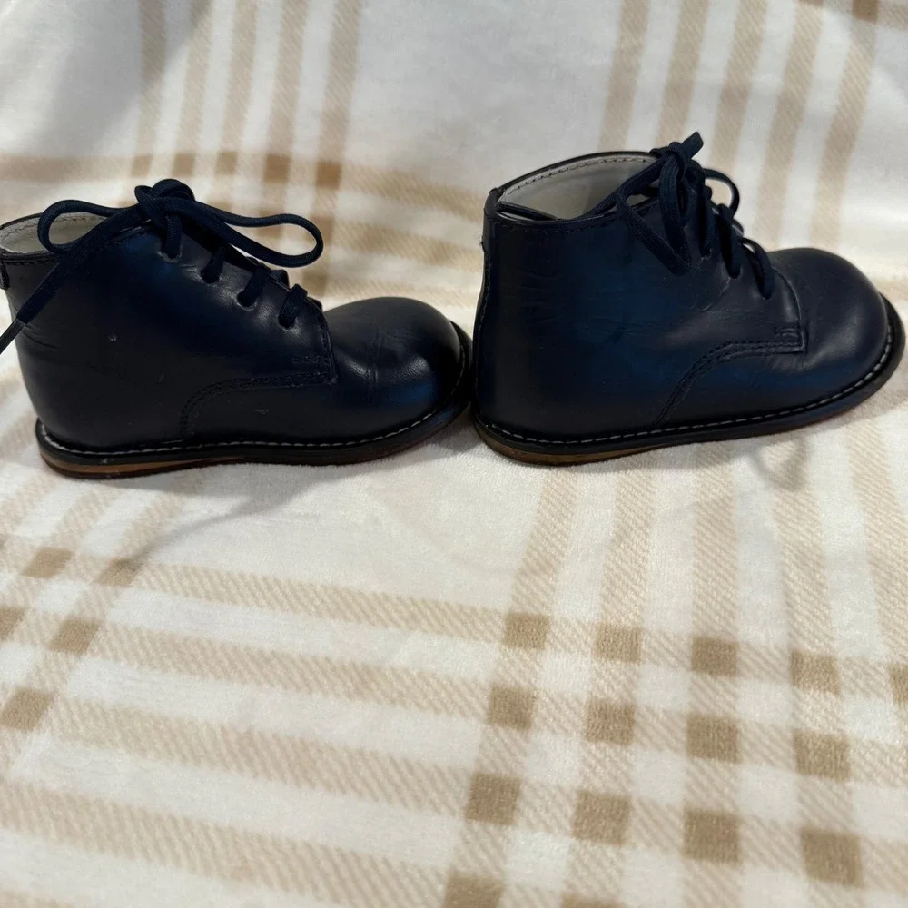 Josmo Walker Kids Navy Blue Leather Lace Up Walking Boots Style 8190 Size 5